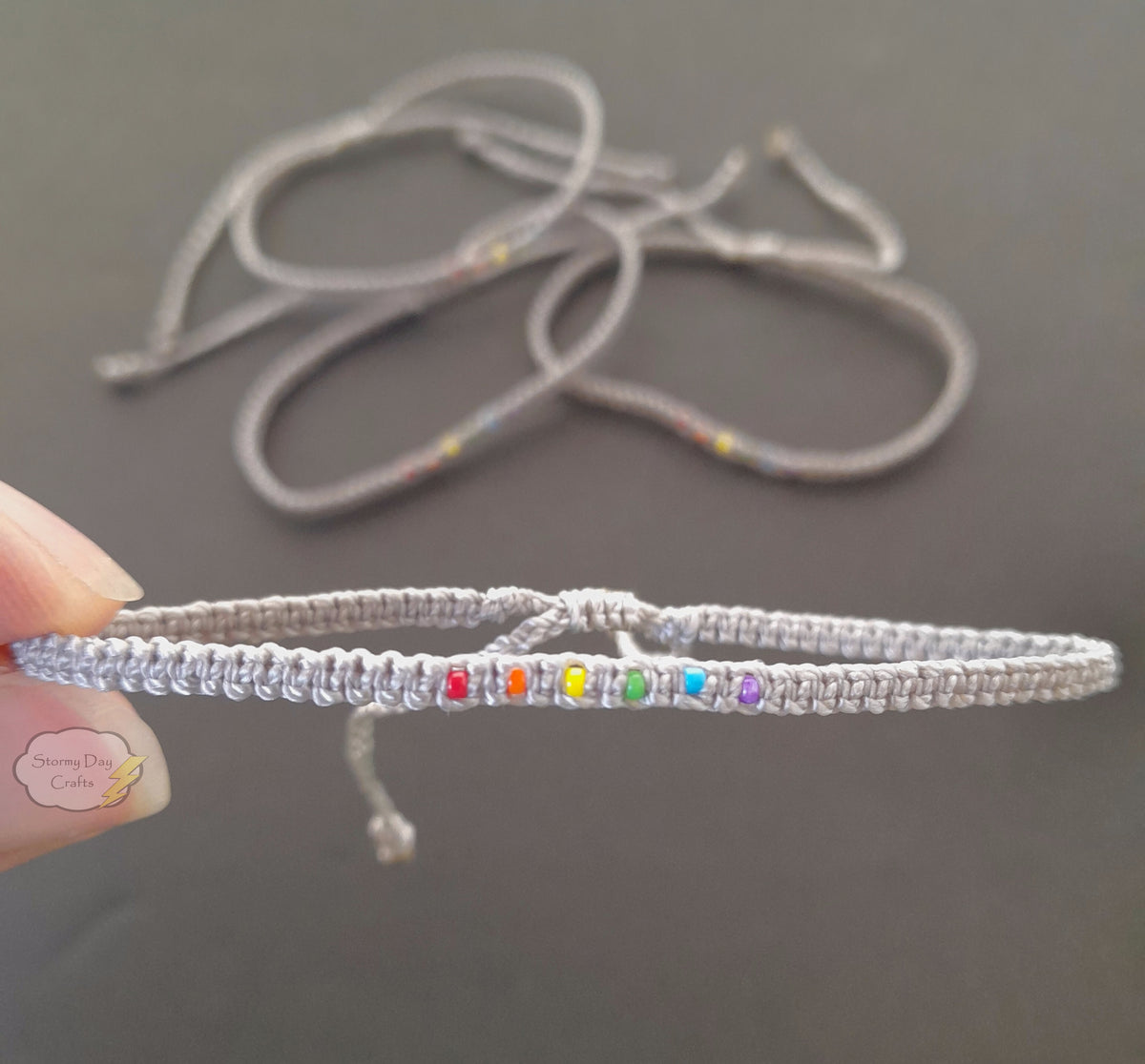 Subtle Rainbow Stackable Friendship Bracelet 3 Color Options to