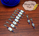 Blue & Silver Hook Reminder Stitch Markers