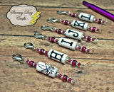 Berry and Grey Pot Leaf Smoking Joint Hook Reminder Stitch Markers