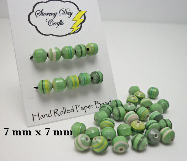 St. Patrick's Day Green Striped Paper Beads
