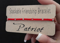 USA, Red White & Blue, Patriot, Stackable Friendship Bracelets: Set of 3 or SINGLES, Minimalist Macramé Design, Waterproof, Adjustable, THIN