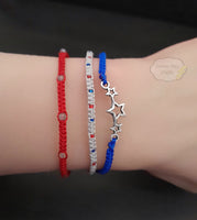 USA, Red White & Blue, Patriot, Stackable Friendship Bracelets: Set of 3 or SINGLES, Minimalist Macramé Design, Waterproof, Adjustable, THIN