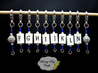 Blue & Silver Hook Reminder Stitch Markers