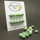 St. Patrick's Day Green Striped Paper Beads